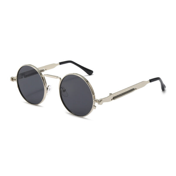 oly-ad991c5e6d3fb558698b2ed0c0657bf9 Wholesale New fashion round Steampunk Sunglasses men and women vintage sunglasses spring leg metal glasses