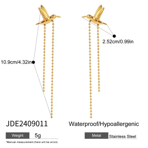 Wholesale PVD Coated Real Gold Plated 18K Gold 304 Stainless Steel Simple Style Classic Style Waterproof Non Tarnish Drop Earrings Ear Studs