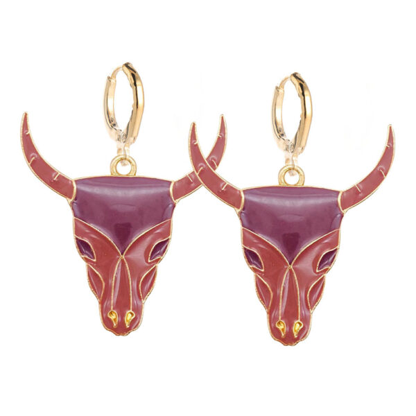Wholesale Europe and the United States cross-border retro cow head earrings fashion pink hat cowboy boots alloy oil drop pendant earrings jewelry