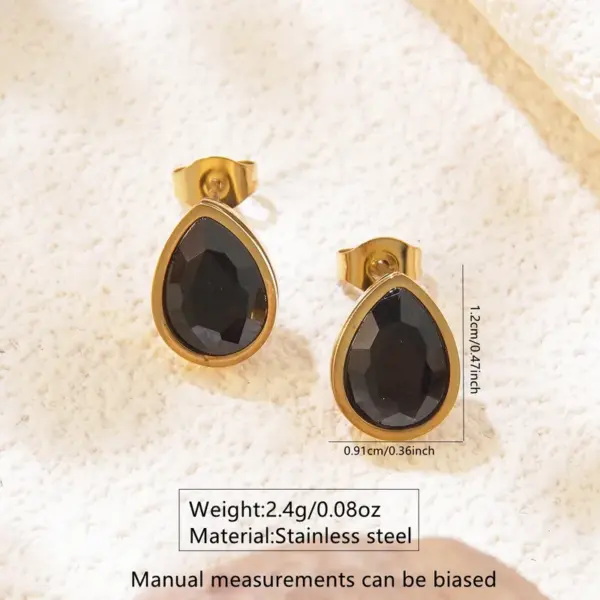 304 Stainless Steel Glass Water oplets Ion Plating (IP) Artificial Rhinestones 18K Gold Plated Vintage Style French Style Classic Style Waterproof Non Tarnish Inlay Multicolor-Golden Yellow Ear Studs