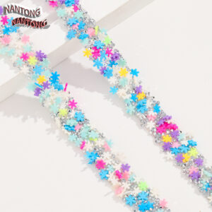 8 blue, green, yellow, purple, rose, pink and white snowflake with diamonds / 1.5cm double-layer hot melt adhesive, colorful resin mixed adhesive strip