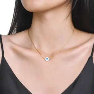 Wholesale PVD Coated Real Gold Plated Devil'S Eye Stainless Steel Vacation Streetwear Waterproof Non Tarnish 304 Stainless Steel Pendant Necklace