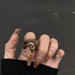 Wholesale Personalized Internet Celebrous New Style Dark Cool Golden Spirit Snake Niche Design Snake Ring Women's Punk Adjustable Trendy Cool