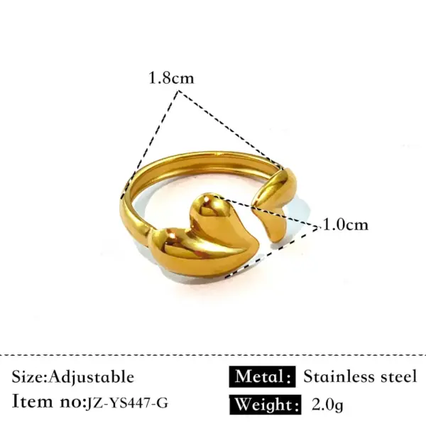 Wholesale Stainless Steel Heart Shaped Ring For Women Valentine's Day Accessory Geometric Pattern Vacuum Plated 18K Gold Casual Wear