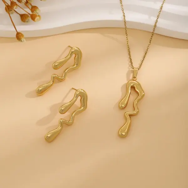 Wholesale Jewelry Elegant Retro Geometric Heart Shape Flower Stainless Steel Plating Jewelry Set