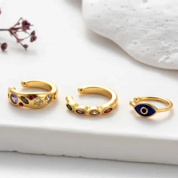 1 Piece Elegant Shiny Geometric Eye Snake Plating Inlay Copper Zircon Ear Cuffs