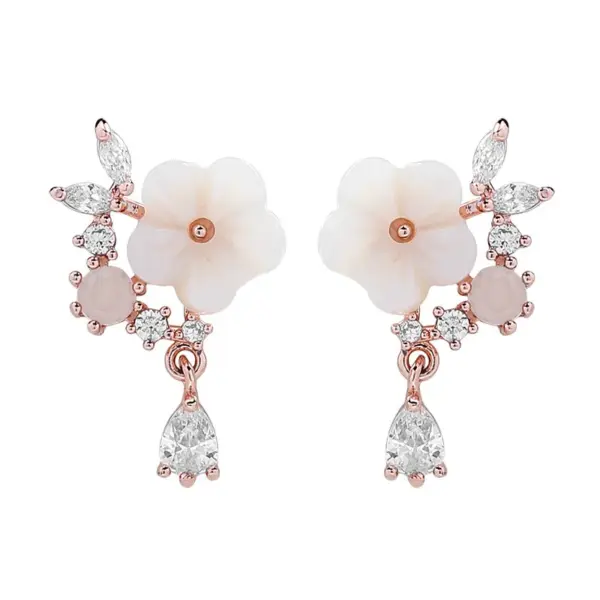 Wholesale 1 Pair Fashion Flower Inlay Copper Zircon Ear Studs
