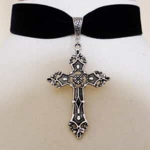 Wholesale Velvet Belt Cross Necklace Faith Bless Lucky Peace Cross Necklace Cross Border Jewelry
