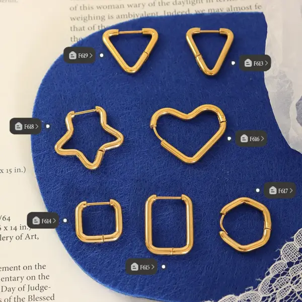 PVD Coated Real Gold Plated 18K Gold Heart 304 Stainless Steel Waterproof Non Tarnish Earrings