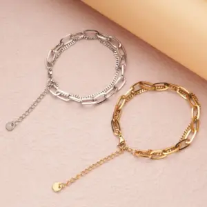 Wholesale Basic Modern Style Classic Style Geometric Solid Color Titanium Steel 18K Gold Plated Bracelets In Bulk