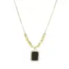 Wholesale PVD Coated Real Gold Plated Square Stainless Steel Titanium Steel Elegant Simple Style Waterproof Non Tarnish Pendant Necklace