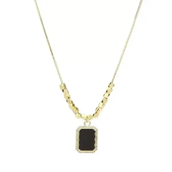 Wholesale PVD Coated Real Gold Plated Square Stainless Steel Titanium Steel Elegant Simple Style Waterproof Non Tarnish Pendant Necklace