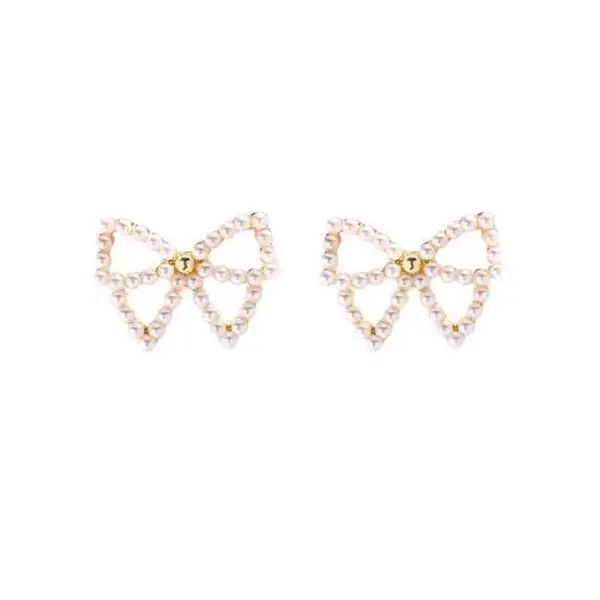 Simple Style Bow Knot Inlaid Pearls Alloy No Inlaid Earrings Ear Studs