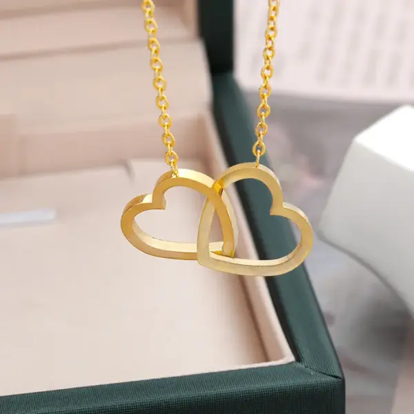 Wholesale PVD Coated Real Gold Plated Heart Stainless Steel Titanium Steel Ethnic Style Waterproof Non Tarnish 304 Stainless Steel Lobster Trigger Clasp Closure Necklace