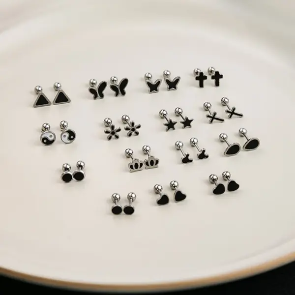 1 Pair Simple Style Flower Enamel Plating Stainless Steel K Gold Plated Ear Studs