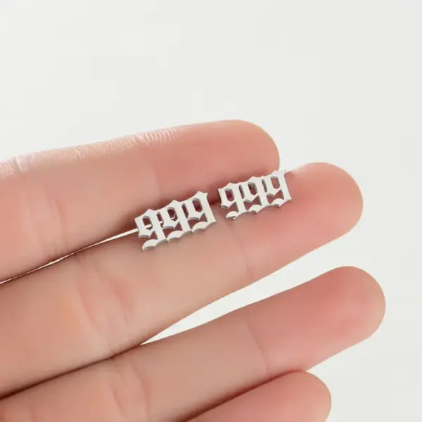 PVD Coated 18K Gold Real Gold Plated Number 304 Stainless Steel Simple Style Waterproof Non Tarnish Ear Studs