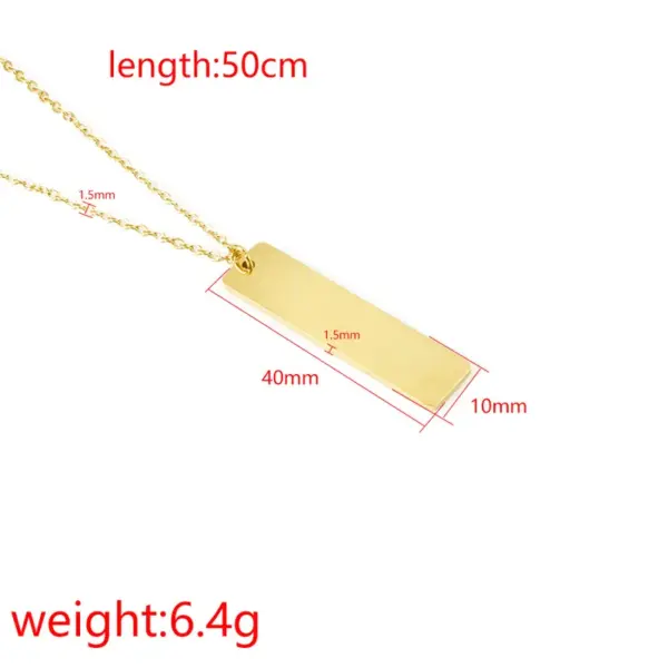Wholesale PVD Coated Real Gold Plated Geometric Customization Laser Engraving 304 Stainless Steel Simple Style Waterproof Non Tarnish 304 Stainless Steel Pendant Necklace