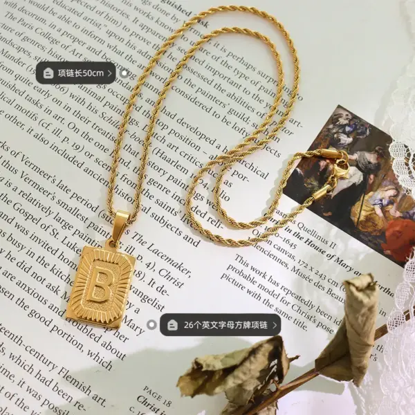 Wholesale PVD Coated Real Gold Plated 18K Gold Letter 304 Stainless Steel Fashion Waterproof Non Tarnish 304 Stainless Steel Pendant Necklace
