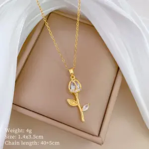 A512 White Titanium Steel Chain Copper Micro Inlay Pendant