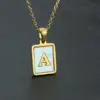 Fashion Letter Stainless Steel Inlay Shell Pendant Necklace 1 Piece