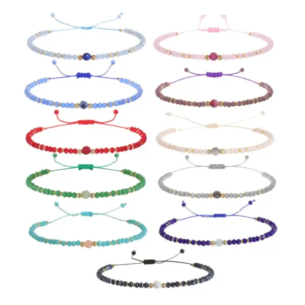 Wholesale Simple Style Geometric Natural Stone Knitting Drawstring Bracelets