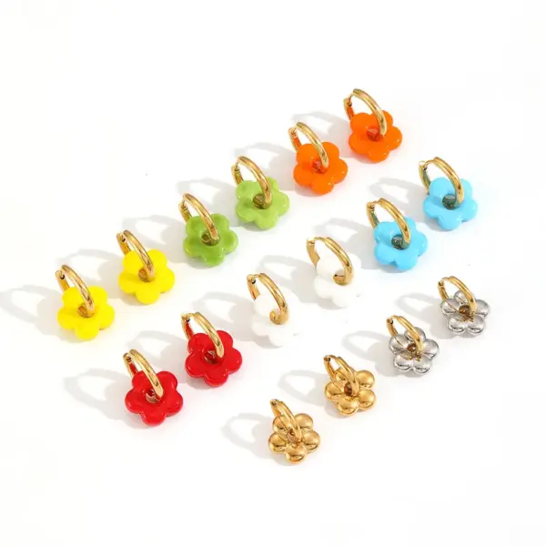 Wholesale PVD Coated Real Gold Plated 18K Gold Flower 304 Stainless Steel IG Style Sweet Waterproof Non Tarnish Earrings