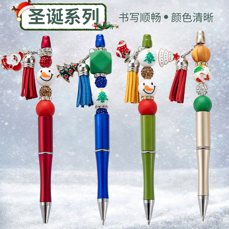 Wholesale beaded pens Christmas Beaded Pen DIY Stationery Tassel Glue Beads