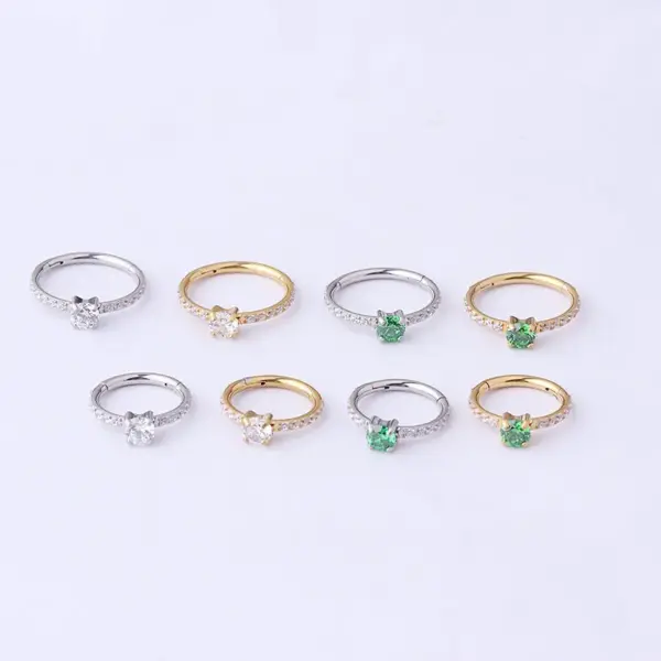 Wholesale 316L Stainless Steel Zircon Ear Cartilage Rings & Studs Round Waterproof Non Tarnish Surgical Steel Women'S