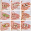 1 Pair Fairy Style Sweet Leaf Flower Spray Paint Inlay Imitation Pearl Alloy Cat's Eye Stone Zircon Earrings