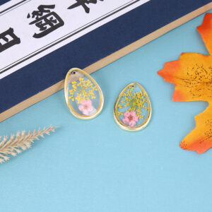 Wholesale Cross-border New Creative Dried Flower Drop Glue Pendant Round Sunflower Lace Non-petal Flower Jewelry Earrings Accessories
