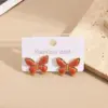 Wholesale Butterfly Shaped Stainless Steel 201 Vacuum Plated Drip Oil Earrings Fashionable Casual Modern Style For Women Daily Wear