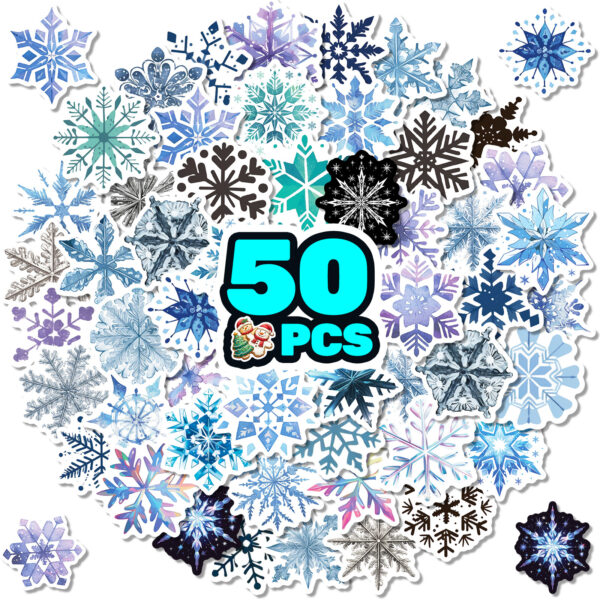 Wholesale Hot Selling 50 Snowflake Graffiti Stickers Cross-Border Small Fresh Winter Christmas DIY Water Cup Luggage Stickers