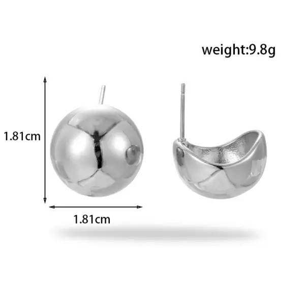 PVD Coated Round 304 Stainless Steel IG Style Simple Style Waterproof Non Tarnish Earrings Necklace