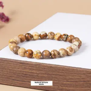 Natural Picture Stone Bracelet / Diameter 10.1-10.8mm (about 17-19 Pieces)