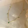 Wholesale Exquisite Retro Emerald Neck Simple Elegant S925 Sterling Silver Gold Plated Clavicle Chain Niche Design Necklace For Women
