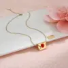 Wholesale Valentine's Day Gift Heart-shaped Souvenir Necklace Pendant Earrings High-end 304 Stainless Steel Jewelry Set 18K Real Gold Plated Vacuum Electroplating Natural Stone Zircon