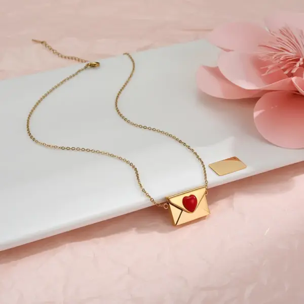 Wholesale Valentine's Day Gift Heart-shaped Souvenir Necklace Pendant Earrings High-end 304 Stainless Steel Jewelry Set 18K Real Gold Plated Vacuum Electroplating Natural Stone Zircon