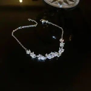 41# Bracelet-Silver Zircon Wheat