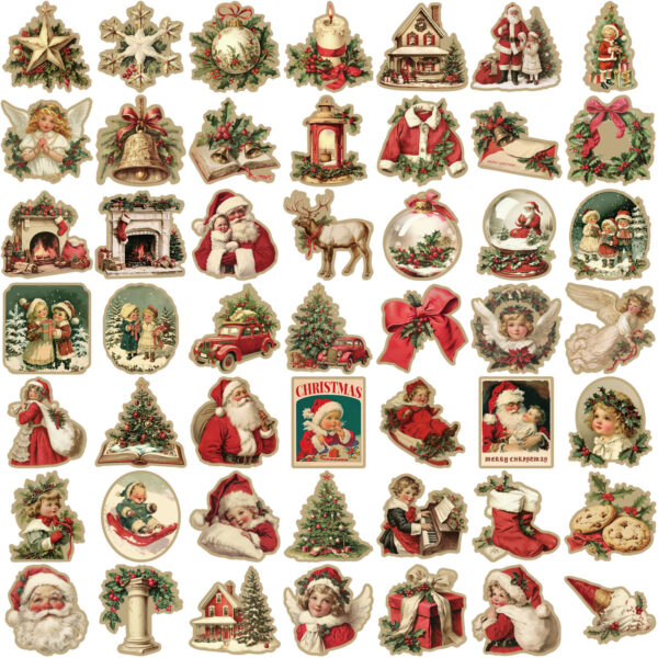 Wholesale 50pcs Retro Christmas Holiday Stickers Waterproof Decals