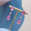 Wholesale New Moissan Diamond Drop Earrings Female Fashion Colorful Diamond Copper Earrings