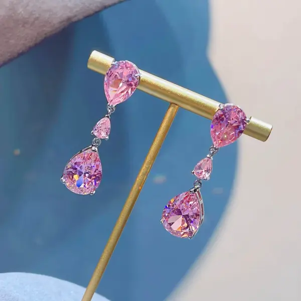 Wholesale New Moissan Diamond Drop Earrings Female Fashion Colorful Diamond Copper Earrings