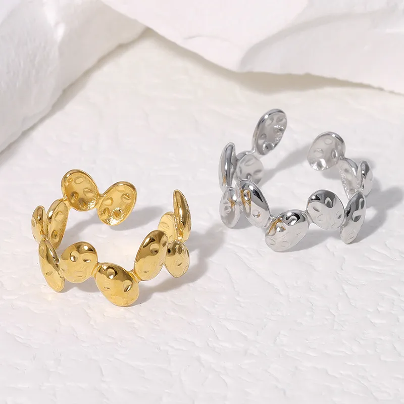 PVD Coated Real Gold Plated 18K Gold Round 304 Stainless Steel Simple Style Waterproof Non Tarnish Open Rings