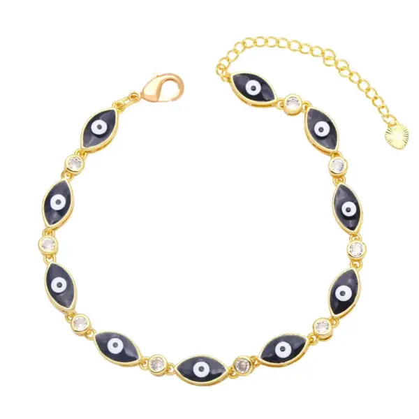 Wholesale Boho Style Evil Eye Bracelet Color Dripping Eye Copper Bracelet Female Wholesale