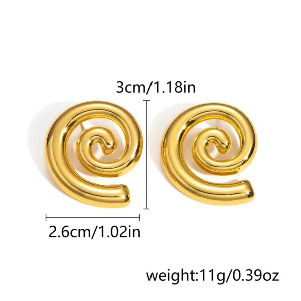 Wholesale 201 Stainless Steel Water Droplets Heart Shape Shell Ion Plating (IP) KC Golden Plated Exaggerated Cool Style IG Style Waterproof Non Tarnish Plating Gold Ear Studs