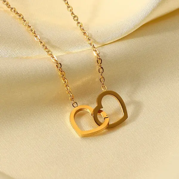Wholesale Jewelry Heart Stainless Steel Titanium Steel PVD Coated Plating Pendant Necklace