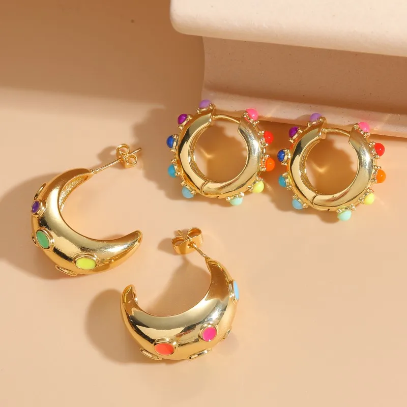 Wholesale 1 Pair Elegant Luxurious Classic Style Geometric Plating Inlay Copper Zircon 14k Gold Plated Ear Studs