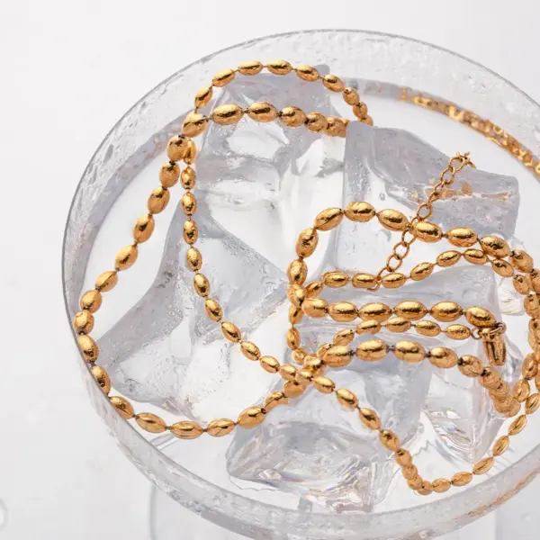 304 Stainless Steel Solid Color PVD Coated 18K Gold Plated IG Style Plating Double Layer Necklaces