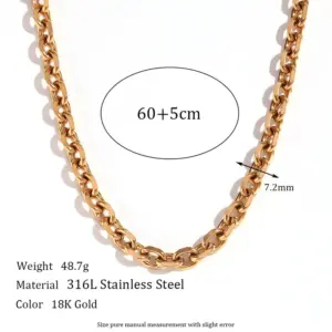 7.2mm Cross Batch Angle Chain-Gold Necklace