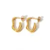 Wholesale PVD Coated Real Gold Plated 18K Gold Leaves Solid Color 304 Stainless Steel Simple Style Waterproof Non Tarnish Ear Studs