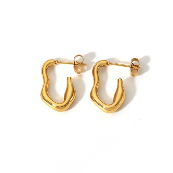 Wholesale PVD Coated Real Gold Plated 18K Gold Leaves Solid Color 304 Stainless Steel Simple Style Waterproof Non Tarnish Ear Studs